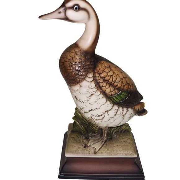 Ceramic Duck Attached Base Made in Japan Decorative Duck Statue - Picture 1 of 9